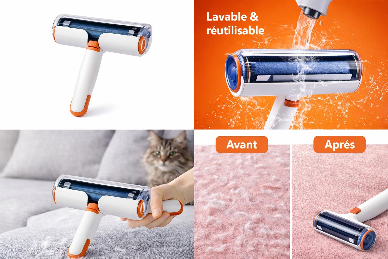 Brosse Magique Anti-Poils – Élimine Instantanément les Poils de Chats & Chiens